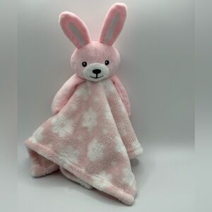 Activities by Baby Mode pink plush bunny lovey security blanket embroidered eyes